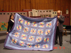 Quilt presented to Hope Vietnamese Church and Pastor and Mrs. Cam.